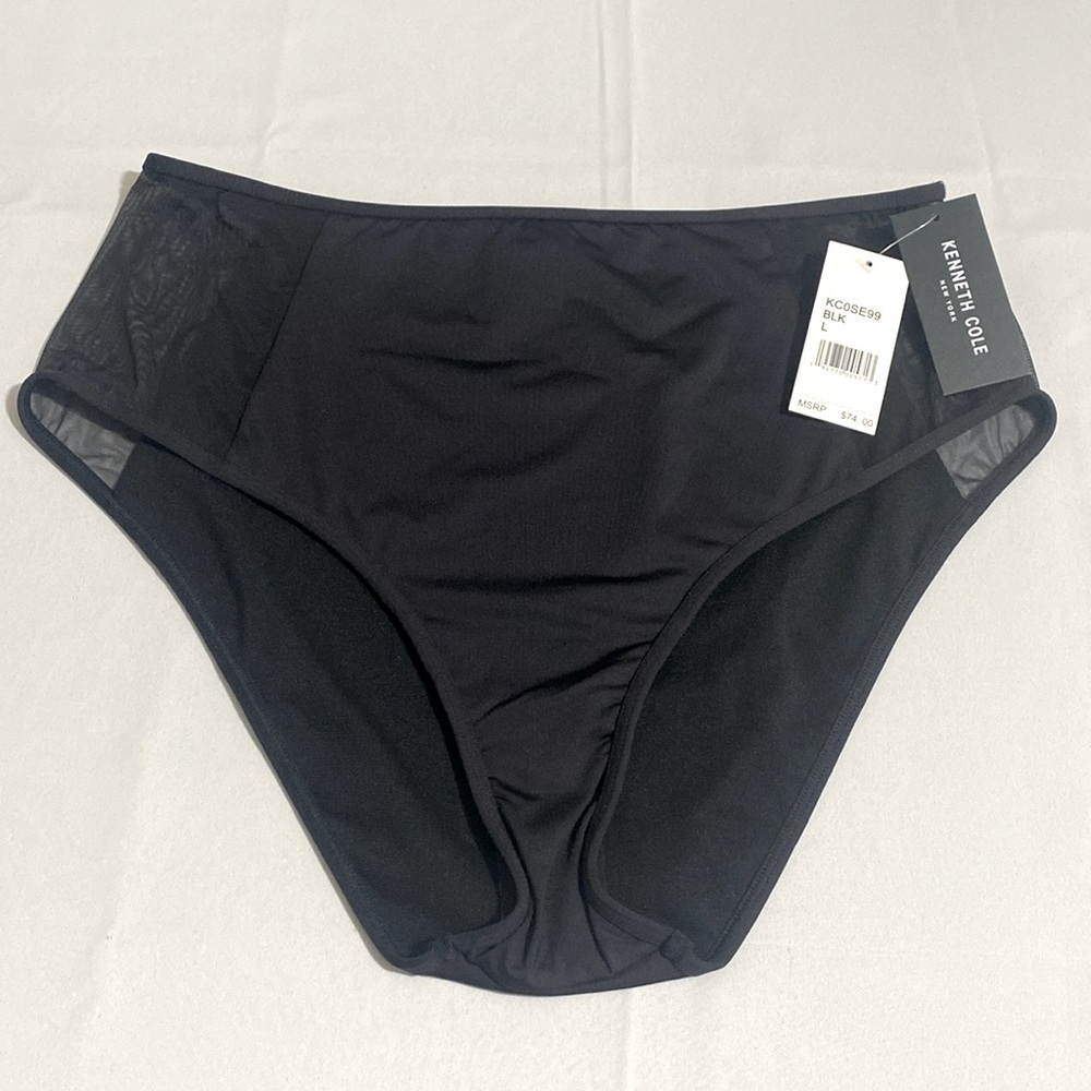 KENNETH COLE Women's Hipster Bikini Bottom w Shear Sides Size L